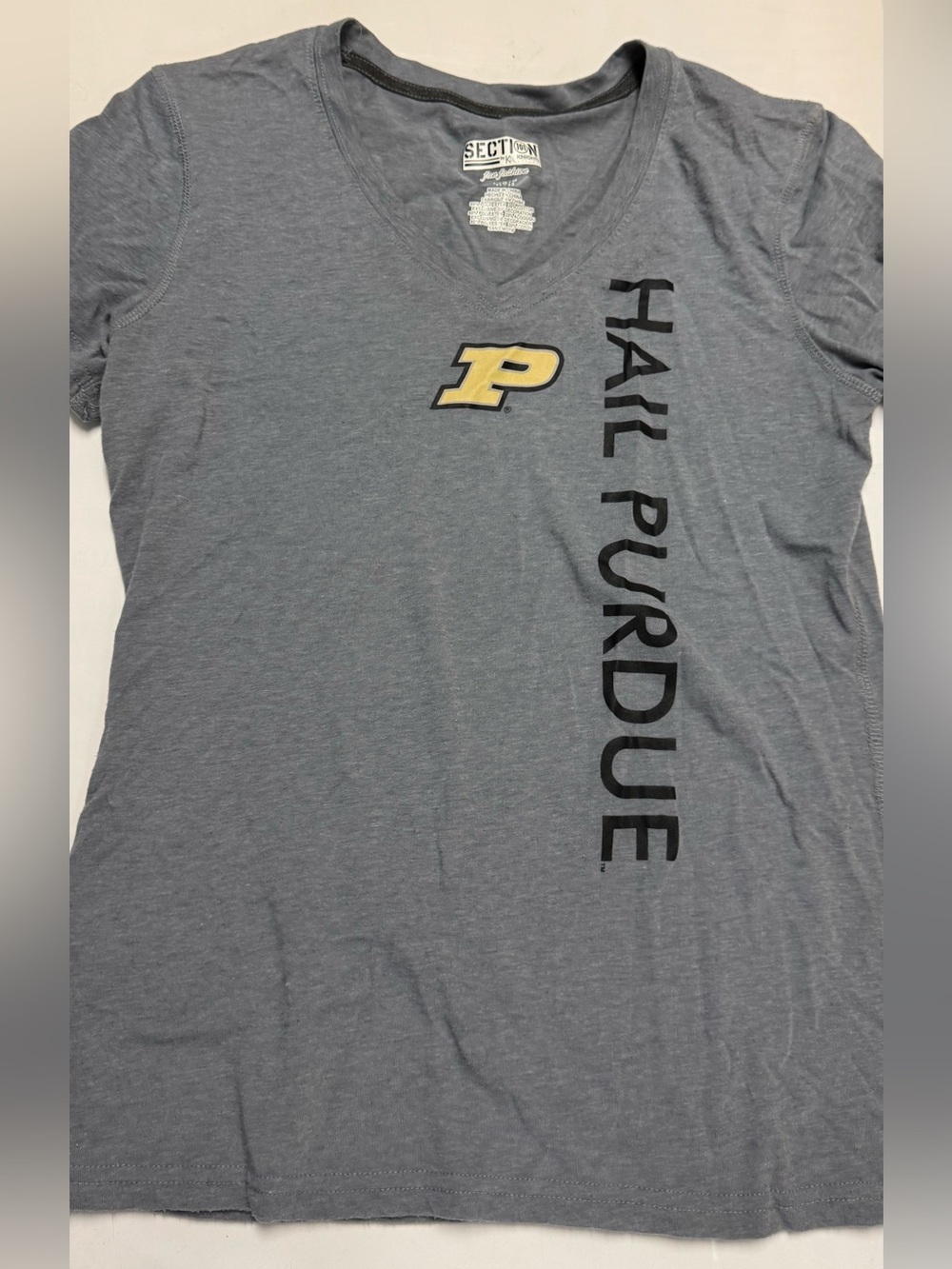 Knights Apparel Gray Purdue 'Hail Purdue' Short Sleeve Tee with Yellow P Logo